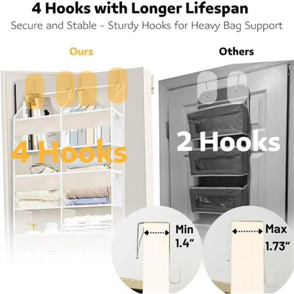 Over The Door Organizer 5 Tier Hanging Storage Rack with 10 Compartments Beige